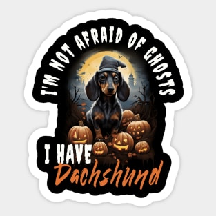 Dachshund Dog Ghost Guardian Vintage Halloween Funny Sticker